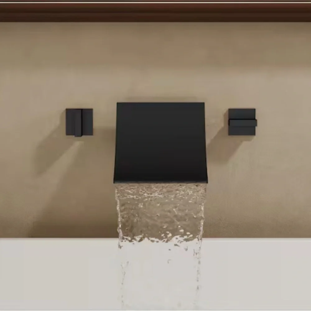 GRANDJOY WIDE WATERFALL double handle 6 in. Wall mounted water faucet for tubs